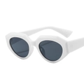 Fashionable oversized white geometric sunglasses with dark grey circular lenses - White Frame Gray Lens