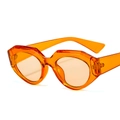 Fashionable translucent orange polygonal sunglasses with geometric cat-eye resin frame - Orange Frame Orange Lens