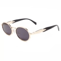 Gafas de sol ovales vintage con montura de metal dorado y lentes grises oscuros - Montura Dorada Negro Gris