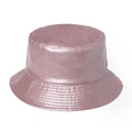 Pink purple PU leather bucket hat with crocodile texture and metallic finish for winter - 58cm / Pink