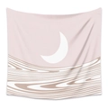 Arazzo sole e luna rosa Morandi con motivi minimalisti di falce di luna e linee ondulate - 73X95CM/Tessuto Spazzolato / Motivo GT202098