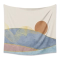 Arazzo da parete Morandi con sole e paesaggio montano astratto per l'arredo casa - 73X95CM/Tessuto Spazzolato / Motivo GT202102