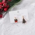 Dettaglio di orecchini natalizi a forma di campanella e albero con perni in argento 925 - 4# Campana e Albero di Natale