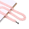 Detail of pink acrylic chain links and black rubber connector for eyeglass cord - 20 Pink