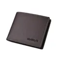 Schlanke Herren-Brieftasche in Dunkelbraun mit stilvollen weißen Kontrastnähten aus Leder - Braun