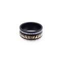 Fashion punk ring in black with gold pyramid relief and sparkling white rhinestones - US 6 / Gold Color (KR83015-KGC)