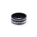 Unisex black and silver layered ring with pavé rhinestones and geometric studs - US 6 / Steel Color (KR83013-KGC)