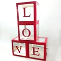 Red transparent gift box set with LOVE letters for wedding and party decorations - LOVE Letter Style / Set of 4 / Red