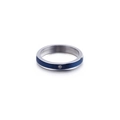 Bague en acier inoxydable poli avec insert bleu foncé et petit cristal étincelant - US 6 / Bleu
