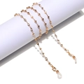 Golden handmade glasses chain with sparkling colorful rhinestones and secure rubber loops - White