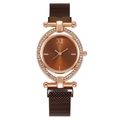 Damenarmbanduhr in Roségold mit braunem Verlaufszifferblatt und Magnetarmband - Kaffeebraun