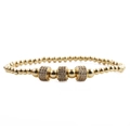 Men's gold beaded crown bracelet set with micro-pave crystals on cylindrical spacers - Wheel Bracelet