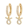 Golden Taurus zodiac charm earrings with white cubic zirconia and minimalist design - Gold / Taurus