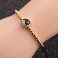 Gouden kralenarmband met Yin Yang-hanger en zirkonia-steentjes voor heren en dames - Goud
