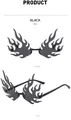 Vues de face et de profil de lunettes de soleil flamme avec monture noire et verres gris - gris foncé
