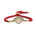 Red braided MOM bracelet for women with gold-plated metal and colorful zircon accents - Red Rope MOM / Red