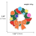 Christmas wreath enamel brooch pin with green finish and orange bow 2.7cm by 2.6cm - Christmas Wreath Style (A00938)
