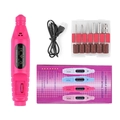 Elektrische nagelfrees set roze met USB-kabel en opzetstukken in paarse doos - Verbeterde USB/Kleurdoos / Rozerood
