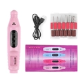 Pink portable electric nail drill machine kit with USB cable and various grinding bits - Upgraded USB/Color Box / Pink