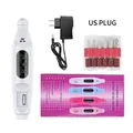 Portable electric nail drill set in white with US plug and full accessories kit - US Plug / White