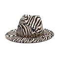 Close-up of zebra pattern wool fedora with leopard print band and gold buckle - M (56-58cm) / Off White