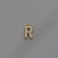 Sparkling 18k gold plated letter R pendant with zircon crystals for DIY jewelry making - Letter R