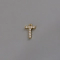 Pendant letter T with sparkling zircon stones in 18k gold plating for jewelry making - Letter T