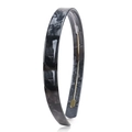 Detailed view of 1.5cm acetate headband with grey marble texture and inner metal reinforcement - Charcoal Black