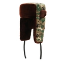 Winter thermal trapper hat with green digital camouflage pattern and thick brown faux fur - Digital Camouflage