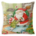 Christmas pillow cover with happy holidays illustration on soft linen fabric - BZ0888-30 (Happy Holidays Gronk)