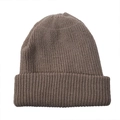 Gorro de punto acanalado grueso unisex en color marrón con dobladillo para invierno - Doble Capa con Dobladillo (Caqui) / Caqui