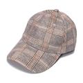 Klassische Baseballkappe mit orange-grauem Karomuster für Damen und Herren im Outdoor-Stil - 56-60cm Verstellbar / Grau
