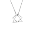 Dettaglio del ciondolo geometrico in acciaio inossidabile argento con quadrato e triangolo uniti - Stile A (Triangolo + Quadrato) / Solo Ciondolo (Senza Catena) / Argento