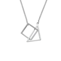 Detail view of interlocking silver square and triangle geometric pendants on a fine chain - Style C (Square + Triangle) / With Chain / Silver