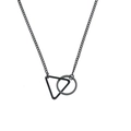 Men's minimalist black stainless steel necklace with interlocking triangle and circle pendant - Style B (Circle + Triangle) / With Chain / Black