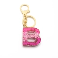 Porte-clés lettre B en résine avec paillettes roses et fermoir doré pour sac - Paillettes Roses / Lettre B