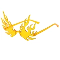 Chic flame-shaped rimless sunglasses with orange gradient lenses for party and fashion - Yellow