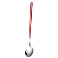 Sleek 304 stainless steel dessert spoon with long pink handle on white background - 304 Round Spoon-Red Silver