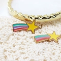Ciondolo a meteora dorata in lega con smalto colorato per creazione di gioielli DIY - 1# Stella Arcobaleno