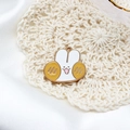 Colgante de conejo en esmalte blanco y amarillo con marco dorado para joyería DIY - 2# Cabeza de Conejo