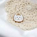 Colgante de gato de esmalte blanco y oro para joyería DIY sobre encaje artesanal - 4# Cabeza de Gato Blanca