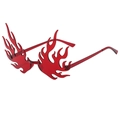 Lunettes de soleil flammes rouges sans monture style punk sur fond blanc neutre - Rouge