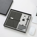 Set regalo aziendale con taccuino, porta carte, portachiavi e penna in scatola grigia - Grigio