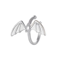Gothic silver bat wing ear cuff made of vintage style metal for non-pierced ears - Silver Bat Ear Cuff / Ancient Silver (7803)