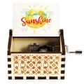 Wooden hand-cranked music box featuring You Are My Sunshine engraving and metal movement - White Sunbeam
