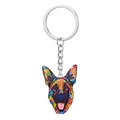 Détail du porte-clés tête de berger allemand coloré avec finition abstraite en alliage - Motif de Berger Allemand