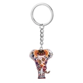 Porte-clés éléphant coloré avec motifs mandala bohèmes et attache en métal robuste - Motif d'Éléphant