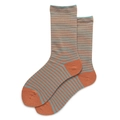 Women's college style cotton crew socks featuring orange and grey-blue stripes with solid heels - One Size (35-40) / Orange and Blue Stripes