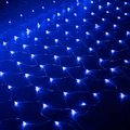 Detail view of glowing blue LED net mesh lights with bright beads for outdoor decoration - 6x4m 868LEDs (With Tail Plug) / Blue