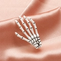 Harajuku white skeleton hand claw hair clip with black joint details on pink silk - White (8623)